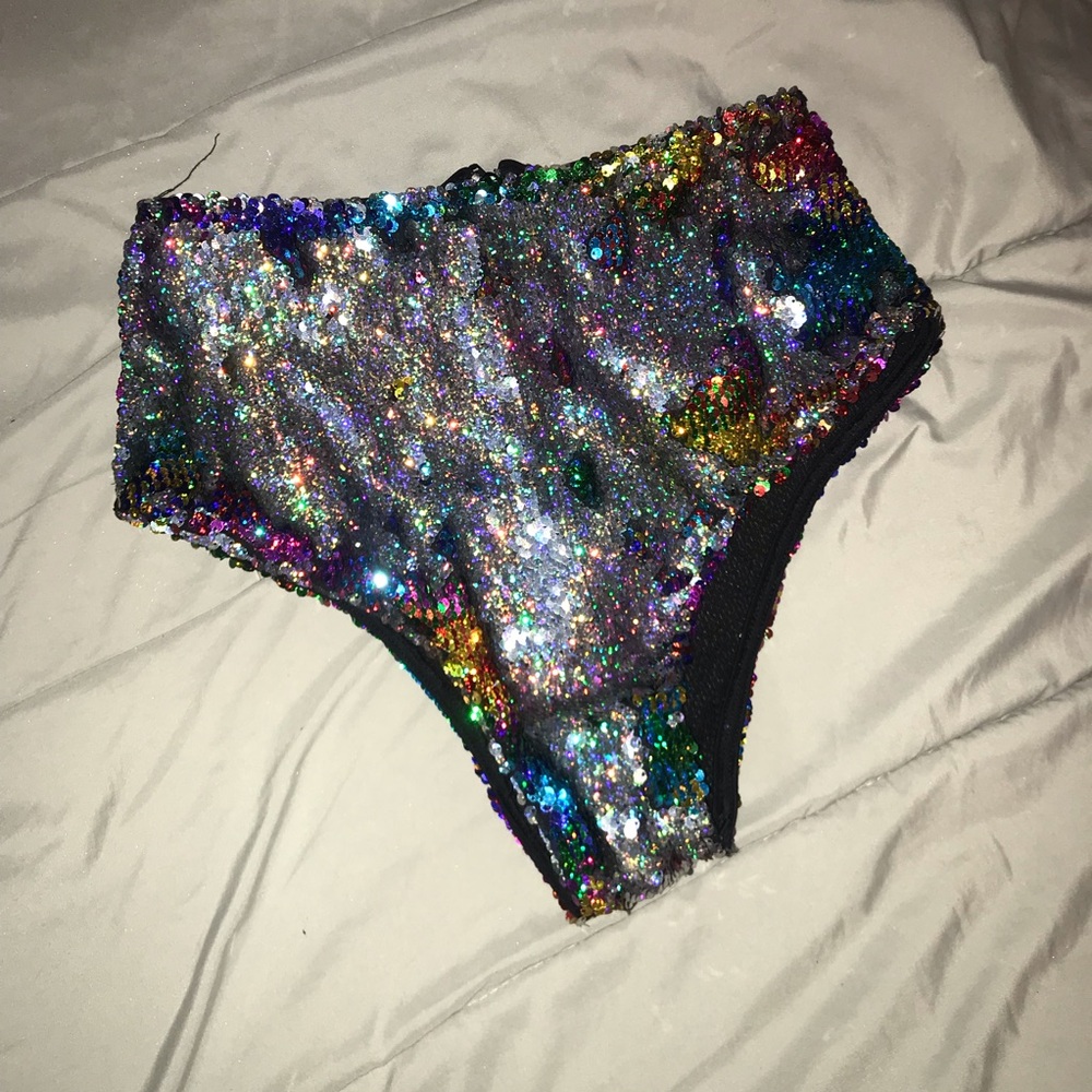 Multicolor Sequin High-Waisted Shorts